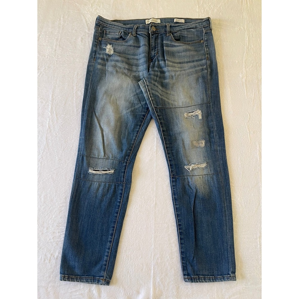 Banana Republic Premium Denim Skinny Ankle Jeans Distressed Blue Womens 30